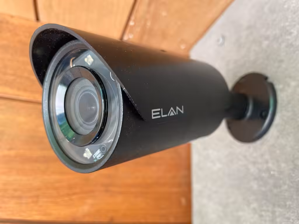 ELAN bullet security camera on a residence exterior