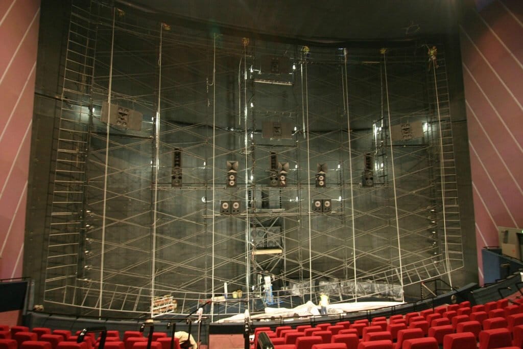 Imax Speakers Behind A Theater Screen