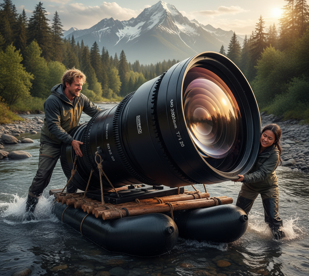 Huge camera lens illustrating how something that may be technically perfect may still be a horrible choice